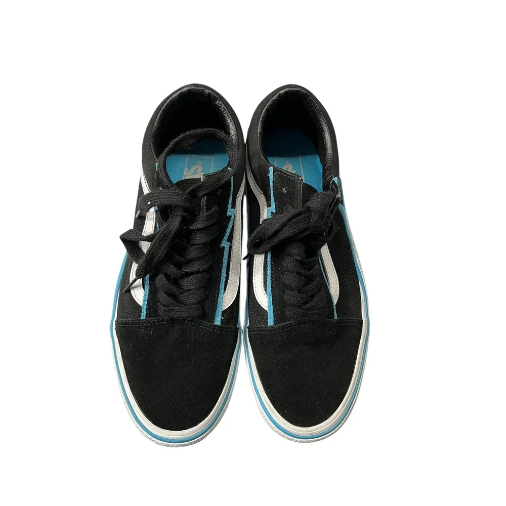 Vans Old Skool Bolt Black White Light Blue Low Top Skate Shoes Mens 9.5 Women 11